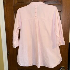 Joan Rivers XL 100% Cotton light pink broadcloth 3/4 sleeve button-front top EUC